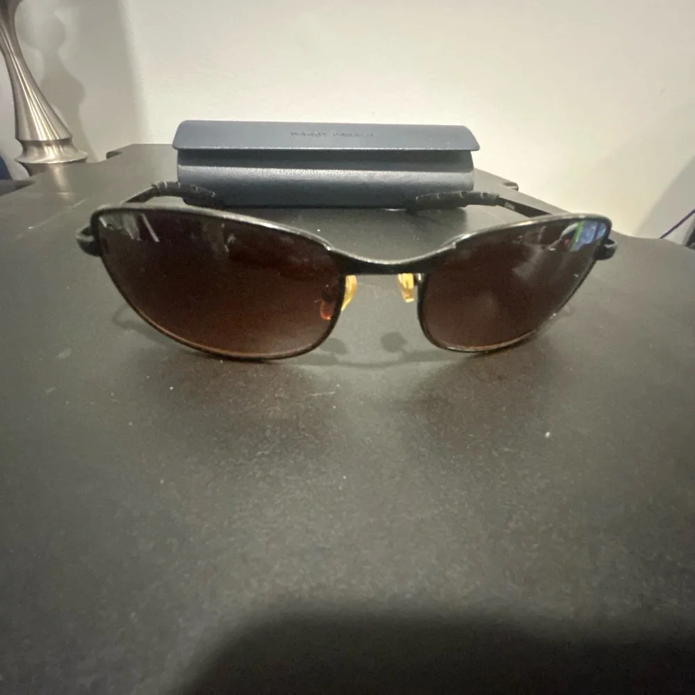Gun Metal sunglasses brown lens with Warby Parker hard case